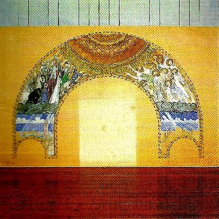 Carl Larsson skiss till vaggmalning troligen ostra vaggen, avsedd for uppenbarelsekyrkan i saltsjobaden Norge oil painting art